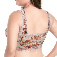 Sexy Floral Printing Lace Ultra Thin Bra Deep V Wireless Comfy Breathable Vest Bras