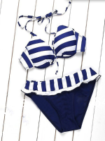Sexy Navy Zebra Striped Bikini Swimwear Set