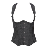 Sexy Women Denim Grey Satin Corset Bustier
