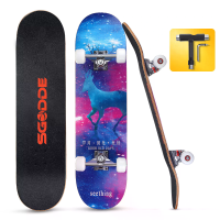 SGODDE 31'' Skateboards 7 Laag Canadees Esdoorn Dubbele Kick Longboard voor Kinderen Beginners