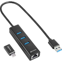 Sharkoon 3 Port USB 3.2 Gen 1 Aluminium + Gigabit LAN dockingstation