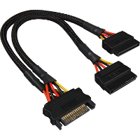 Sharkoon Sata Y  Stroomadapter, 0,20m splitterkabel