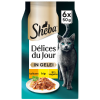 Sheba Délices du Jour met kalkoen, kip en gevogelte in gelei natvoer kat 18 x 50 g