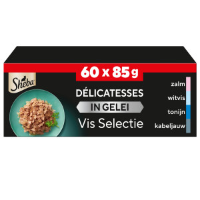 Sheba Delicatesses Vis Selectie in gelei natvoer kat (maaltijdzakjes, maxipack) 2 x (60 x 85 g)