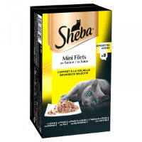 Sheba Mini Filets Gevogelte Selectie in saus natvoer kat (kuipjes) 2 doosjes (16 kuipjes)