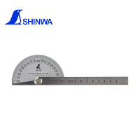 Shinwa Protractormeter Hoekmeter Zilver 3.5 Inch Diameter 1 Graden Schaal 2 Staven 6 Inch Lengte Precisie Meting