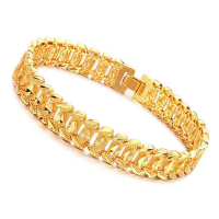 Shiny 18k Gold Plated Rhombus Metal Link Chain Bracelet Men Jewelry