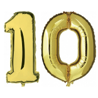 10 Jaar   gouden folie ballonnen   88 cm   leeftijd/cijfers   Leeftijd feestartikelen