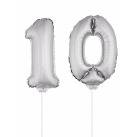 10 Jaar leeftijd feestartikelen   versiering cijfers   ballonnen op stokje   van 41 cm