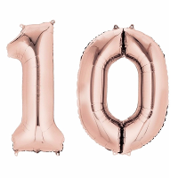 10 Jaar verjaardag   Folie ballon cijfers   rose goud   88 cm   versiering
