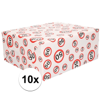 10X Inpakpapier/cadeaupapier 50 jaar 300 x 70 cm op rol
