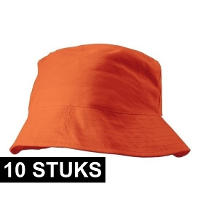 Shoppartners 10x vissershoedje   oranje   zonnehoedje   57 58 cm   koningsdag / oranje supporter pet