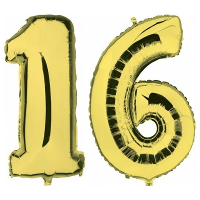 16 Jaar   gouden folie ballonnen   88 cm   leeftijd/cijfers   Leeftijd feestartikelen