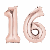 16 Jaar verjaardag   Folie ballon cijfers   rose goud   88 cm   versiering