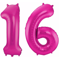 16 Jaar verjaardag   Folie ballon cijfers   roze   88 cm   versiering