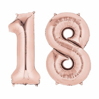 18 Jaar verjaardag   Folie ballon cijfers   rose goud   88 cm   versiering