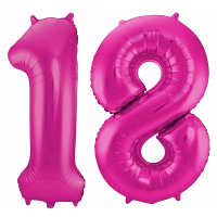 18 Jaar verjaardag   Folie ballon cijfers   roze   88 cm   versiering