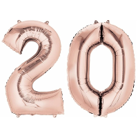 20 Jaar rose gouden folie ballonnen 88 cm leeftijd/cijfer
