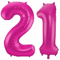 21 Jaar roze folie ballonnen 86 cm leeftijd/cijfer