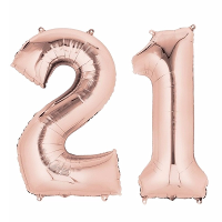 21 Jaar verjaardag   Folie ballon cijfers   rose goud   88 cm   versiering