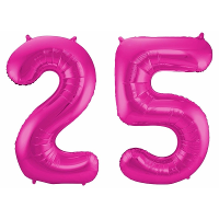 25 Jaar verjaardag   Folie ballon cijfers   roze   88 cm   versiering