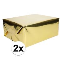 2X Inpakpapier/cadeaupapier goud metallic 400 x 50 cm op rol
