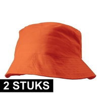 2X vissershoedje   oranje   zonnehoedje   57 58 cm   koningsdag / oranje supporter pet