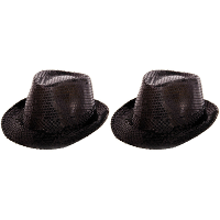 2X Zwarte party hoedjes met glitters