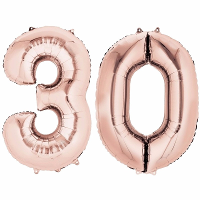 30 Jaar verjaardag   Folie ballon cijfers   rose goud   88 cm   versiering