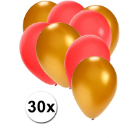 30X ballonnen   27 cm   goud / rode versiering