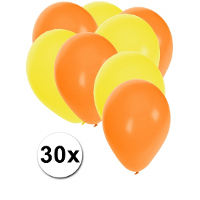 30X ballonnen   27 cm   oranje / gele versiering