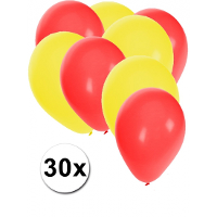 30X ballonnen   27 cm   rood en gele versiering