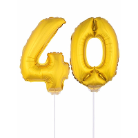 40 Jaar leeftijd feestartikelen   versiering cijfers   goud   ballonnen op stokje   van 41 cm