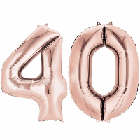 40 Jaar verjaardag   Folie ballon cijfers   rose goud   88 cm   versiering