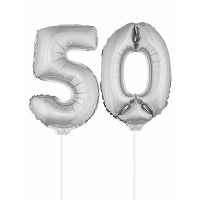 50 Jaar leeftijd feestartikelen   versiering cijfers   ballonnen op stokje   van 41 cm