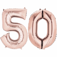 50 Jaar verjaardag   Folie ballon cijfers   rose goud   88 cm   versiering