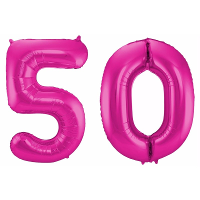 50 Jaar verjaardag   Folie ballon cijfers   roze   88 cm   versiering