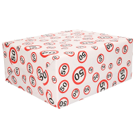50 Jaar verjaardag Inpakpapier/cadeaupapier   verkeersborden print   300 x 70 cm   rood/wit