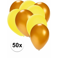 50X ballonnen   27 cm   goud / gele versiering