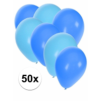50X ballonnen   27 cm   lichtblauw / blauwe versiering