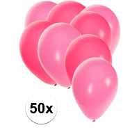 50X ballonnen   27 cm   roze / lichtroze versiering