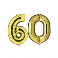 60 Jaar verjaardag   Folie ballon cijfers   goud   88 cm   versiering