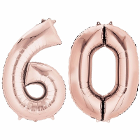 60 Jaar verjaardag   Folie ballon cijfers   rose goud   88 cm   versiering