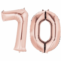 70 Jaar verjaardag   Folie ballon cijfers   rose goud   88 cm   versiering