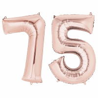 75 Jaar verjaardag   Folie ballon cijfers   rose goud   88 cm   versiering