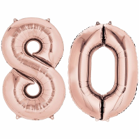 80 Jaar verjaardag   Folie ballon cijfers   rose goud   88 cm   versiering