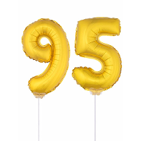 95 Jaar leeftijd feestartikelen   versiering cijfers   goud   ballonnen op stokje   van 41 cm