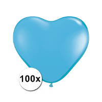 Shoppartners Ballonnen   Hartjes   lichtblauw   15 cm   100 stuks
