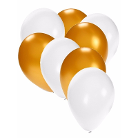 Ballonnen in het wit en goud   30x stuks   27 cm   gouden / witte versiering   feestartikelen