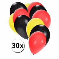 Shoppartners Ballonnen mix   zwart geel rood   60x stuks   feestartikelen   Belgie   Duitsland